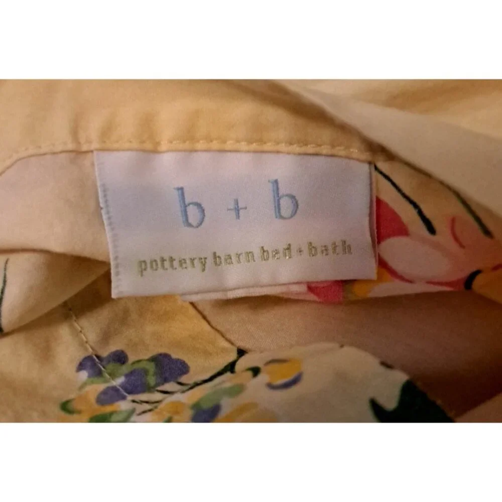 Pottery Barn Euro Pillow Sham Yellow Dahlia Flowers Square Cottage Cotton 25x25